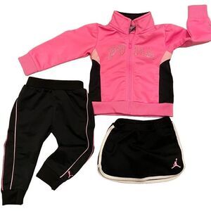 Puma Three Piece Set Track Suit Jacket w Pants 12M Skort 18 M Black Pink Bundle